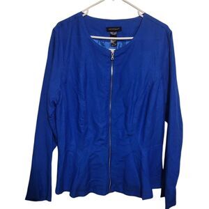 Ashley Stewart Victorian Blue Peplum Full Zip Jacket, Size 16 NEW w/Tag